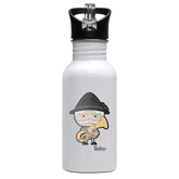 Da Oid Sinzer Musikinstrumente Edelstahl Trinkflasche mit klappbarem Mundstueck 500ml Weiss Rotwand Front